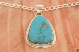 Genuine Kingman Turquoise Sterling Silver Native American Pendant